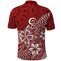 Polynesia Polo Shirt Plumeria Red Curves LT7 - Polynesian Pride
