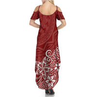 Polynesia Summer Maxi Dress Plumeria Red Curves LT7 - Polynesian Pride
