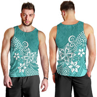 Polynesia Men Tank Top Plumeria Teal Curves LT7 - Polynesian Pride