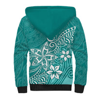 Polynesia Sherpa Hoodie Plumeria Teal Curves LT7 - Polynesian Pride
