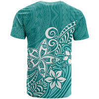 Polynesia T Shirt Plumeria Teal Curves LT7 - Polynesian Pride