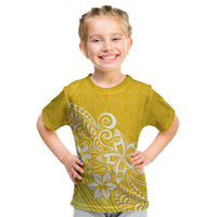 Polynesia Kid T Shirt Plumeria Yellow Curves LT7 Yellow - Polynesian Pride