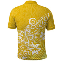 Polynesia Polo Shirt Plumeria Yellow Curves LT7 - Polynesian Pride