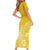 Polynesia Short Sleeve Bodycon Dress Plumeria Yellow Curves LT7 - Polynesian Pride