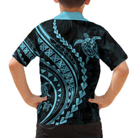 Hawaii Family Matching Outfits - Polynesian Pride Summer Maxi Dress and Shirt Turtle Hibiscus Luxury Style Aquamarine LT7
