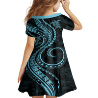 Hawaii Family Matching Outfits - Polynesian Pride Summer Maxi Dress and Shirt Turtle Hibiscus Luxury Style Aquamarine LT7