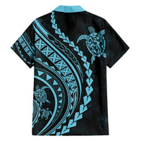Hawaii Family Matching Outfits - Polynesian Pride Summer Maxi Dress and Shirt Turtle Hibiscus Luxury Style Aquamarine LT7