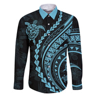Hawaii Family Matching Outfits - Polynesian Pride Summer Maxi Dress and Shirt Turtle Hibiscus Luxury Style Aquamarine LT7