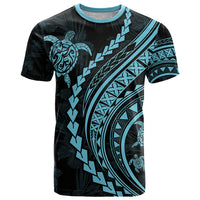 Polynesian Pride T Shirt Turtle Hibiscus Luxury Style - Aquamarine LT7 Aquamarine - Polynesian Pride