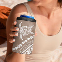 Polynesian Pride 4 in 1 Can Cooler Tumbler Turtle Hibiscus Luxury Style - Beige
