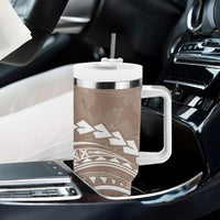 Polynesian Pride Tumbler With Handle Turtle Hibiscus Luxury Style - Beige