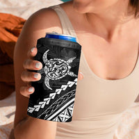 Polynesian Pride 4 in 1 Can Cooler Tumbler Turtle Hibiscus Luxury Style - Black