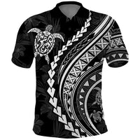 Polynesian Pride Polo Shirt Turtle Hibiscus Luxury Style - Black LT7 Black - Polynesian Pride