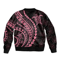 Polynesian Pride Bomber Jacket Turtle Hibiscus Luxury Style - Carnation Pink LT7 - Polynesian Pride