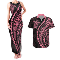 Polynesian Pride Couples Matching Tank Maxi Dress and Hawaiian Shirt Turtle Hibiscus Luxury Style - Carnation Pink LT7 Carnation Pink - Polynesian Pride