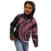 Polynesian Pride Kid Hoodie Turtle Hibiscus Luxury Style - Carnation Pink LT7 - Polynesian Pride