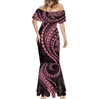 Polynesian Pride Mermaid Dress Turtle Hibiscus Luxury Style - Carnation Pink LT7 - Polynesian Pride