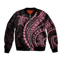 Polynesian Pride Sleeve Zip Bomber Jacket Turtle Hibiscus Luxury Style - Carnation Pink LT7 Unisex Carnation Pink - Polynesian Pride