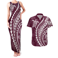 Polynesian Pride Couples Matching Tank Maxi Dress and Hawaiian Shirt Turtle Hibiscus Luxury Style - Champagne LT7 Champagne - Polynesian Pride