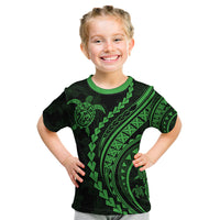 Polynesian Pride Kid T Shirt Turtle Hibiscus Luxury Style - Green LT7 Green - Polynesian Pride