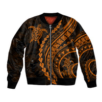 Polynesian Pride Bomber Jacket Turtle Hibiscus Luxury Style - Orange LT7 Unisex Orange - Polynesian Pride