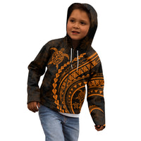 Polynesian Pride Kid Hoodie Turtle Hibiscus Luxury Style - Orange LT7 - Polynesian Pride