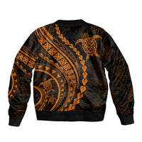 Polynesian Pride Sleeve Zip Bomber Jacket Turtle Hibiscus Luxury Style - Orange LT7 - Polynesian Pride