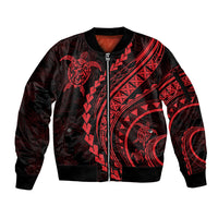 Polynesian Pride Sleeve Zip Bomber Jacket Turtle Hibiscus Luxury Style - Rose LT7 Unisex Rose - Polynesian Pride