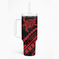 Polynesian Pride Tumbler With Handle Turtle Hibiscus Luxury Style - Rose