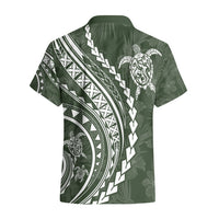 Polynesian Pride Hawaiian Shirt Turtle Hibiscus Luxury Style - Sage LT7 - Polynesian Pride