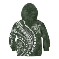 Polynesian Pride Kid Hoodie Turtle Hibiscus Luxury Style - Sage LT7 - Polynesian Pride