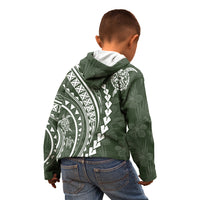 Polynesian Pride Kid Hoodie Turtle Hibiscus Luxury Style - Sage LT7 - Polynesian Pride
