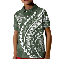 Polynesian Pride Kid Polo Shirt Turtle Hibiscus Luxury Style - Sage LT7 Kid Sage - Polynesian Pride