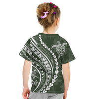 Polynesian Pride Kid T Shirt Turtle Hibiscus Luxury Style - Sage LT7 - Polynesian Pride