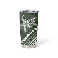 Polynesian Pride Tumbler Cup Turtle Hibiscus Luxury Style - Sage