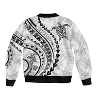 Polynesian Pride Bomber Jacket Turtle Hibiscus Luxury Style - White LT7 - Polynesian Pride