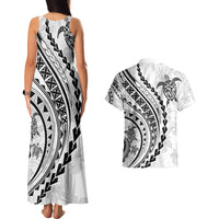 Polynesian Pride Couples Matching Tank Maxi Dress and Hawaiian Shirt Turtle Hibiscus Luxury Style - White LT7 - Polynesian Pride