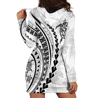 Polynesian Pride Hoodie Dress Turtle Hibiscus Luxury Style - White LT7 - Polynesian Pride