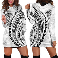 Polynesian Pride Hoodie Dress Turtle Hibiscus Luxury Style - White LT7 - Polynesian Pride