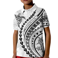 Polynesian Pride Kid Polo Shirt Turtle Hibiscus Luxury Style - White LT7 Kid White - Polynesian Pride