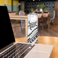 Polynesian Pride Skinny Tumbler Turtle Hibiscus Luxury Style - White