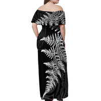 Personalised New Zealand Rugby Off Shoulder Maxi Dress World Cup 2023 Silver Fern Champions LT7 - Polynesian Pride