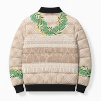 Hawai'i Paniolo Maile Twisted Lei Bomber Puffer Jacket Almond Brown