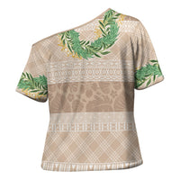 Hawai'i Paniolo Maile Twisted Lei Cross Shoulder Shirt Almond Brown