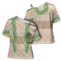 Hawai'i Paniolo Maile Twisted Lei Cross Shoulder Shirt Almond Brown