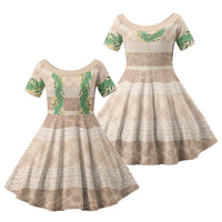 Hawai'i Paniolo Maile Twisted Lei Family Matching Tank Maxi Dress and Hawaiian Shirt Almond Brown