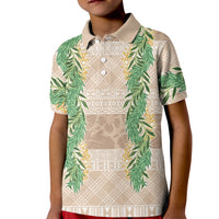 Hawai'i Paniolo Maile Twisted Lei Kid Polo Shirt Almond Brown