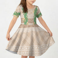 Hawai'i Paniolo Maile Twisted Lei Kid Short Sleeve Dress Almond Brown