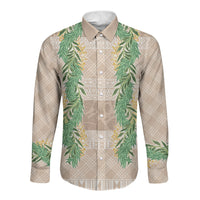 Hawai'i Paniolo Maile Twisted Lei Long Sleeve Button Shirt Almond Brown LT7 Unisex Brown - Polynesian Pride