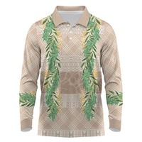 Hawai'i Paniolo Maile Twisted Lei Long Sleeve Polo Shirt Almond Brown